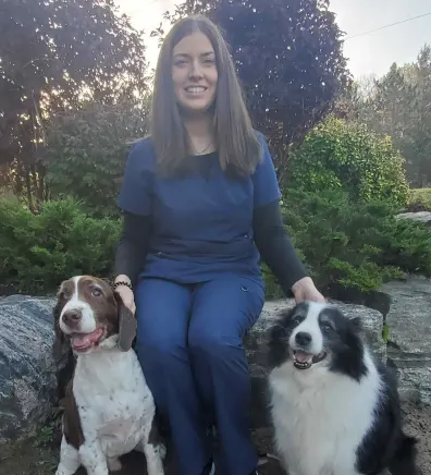 Lacey with her two dogs, Baxter and Kenzie